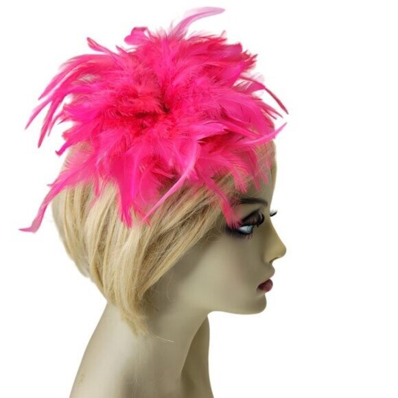 Fuchsia Pink Feathers Fascinator Pink Feathers Brooch Pin Pink Feather Accessory main image 4